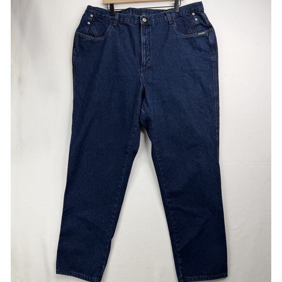 VTG Rockies Dark Wash Denim Jeans Women Sz 24 Inseam 32” High Waist Straight Leg - Picture 1 of 11